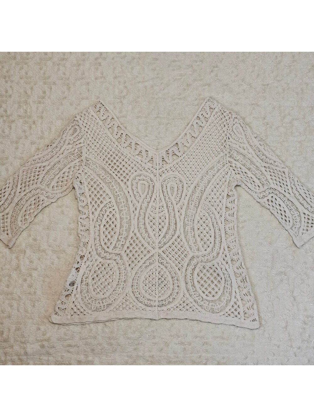 Adiva Off-White Crocheted Lace Top L NWOT - Picture 2 of 7